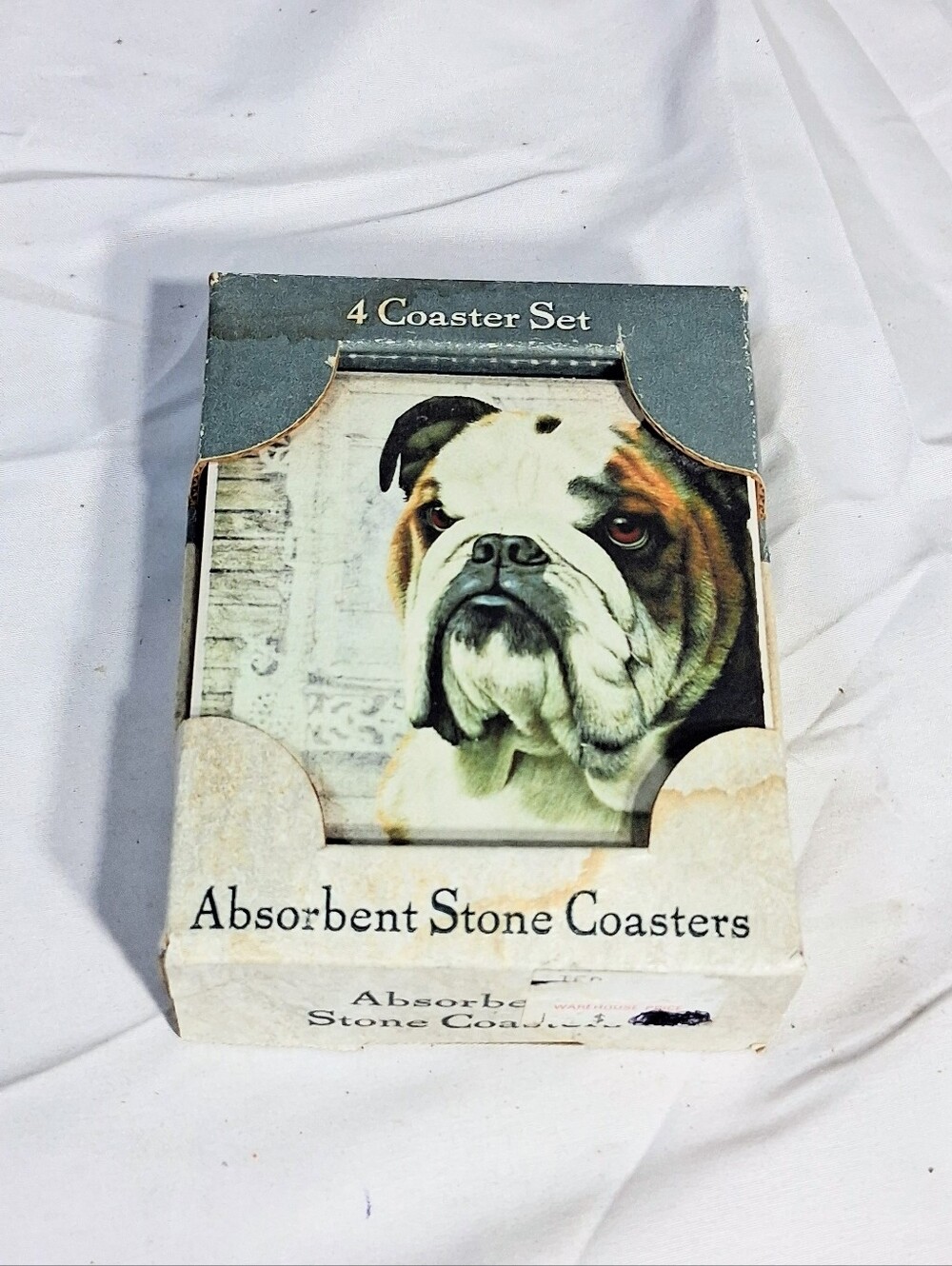 Set Of 4 NWT Robert May Super Absorbent 4 X 4 Bulldog Coasters